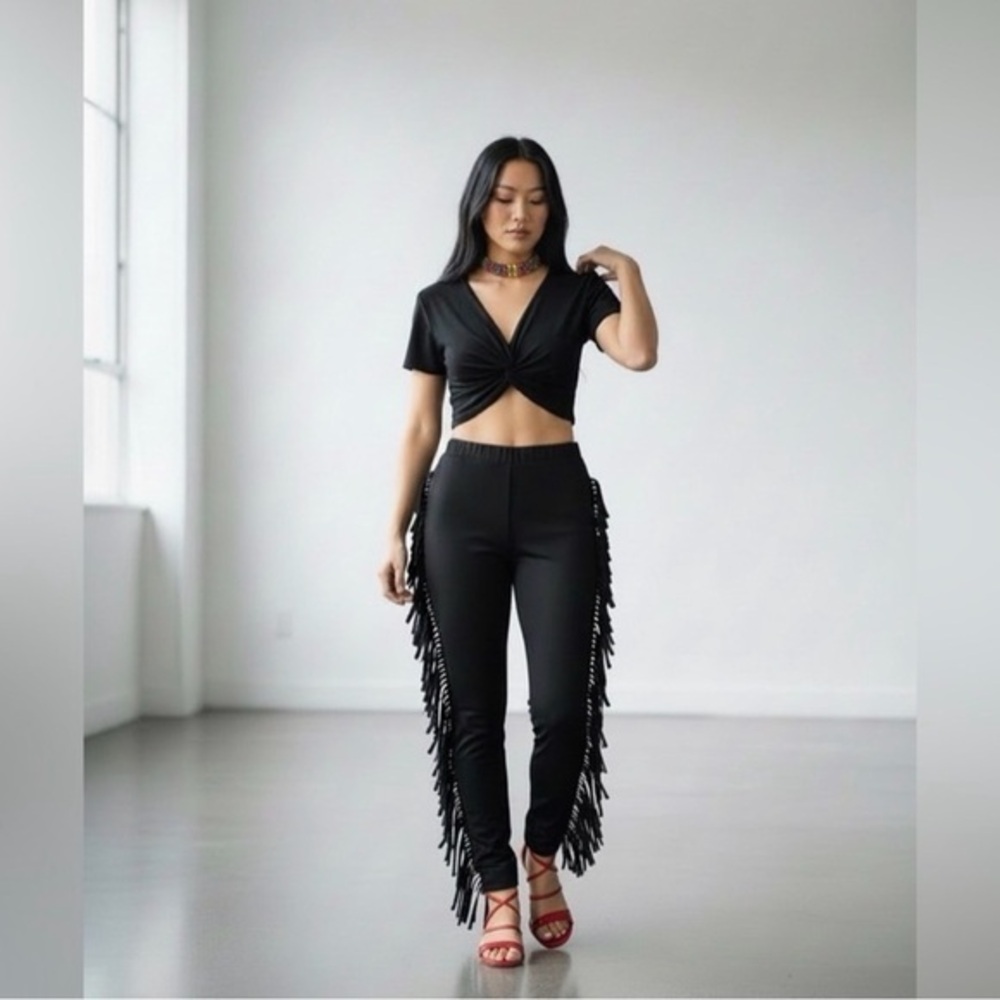 Boho Fringe Pant Set, Size Large, NWOT